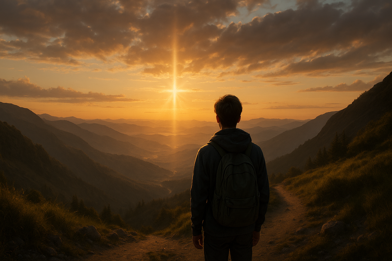 Sentiero al sorgere del sole