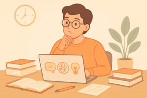 Studente che usa l’intelligenza artificiale in modo responsabile per apprendere.