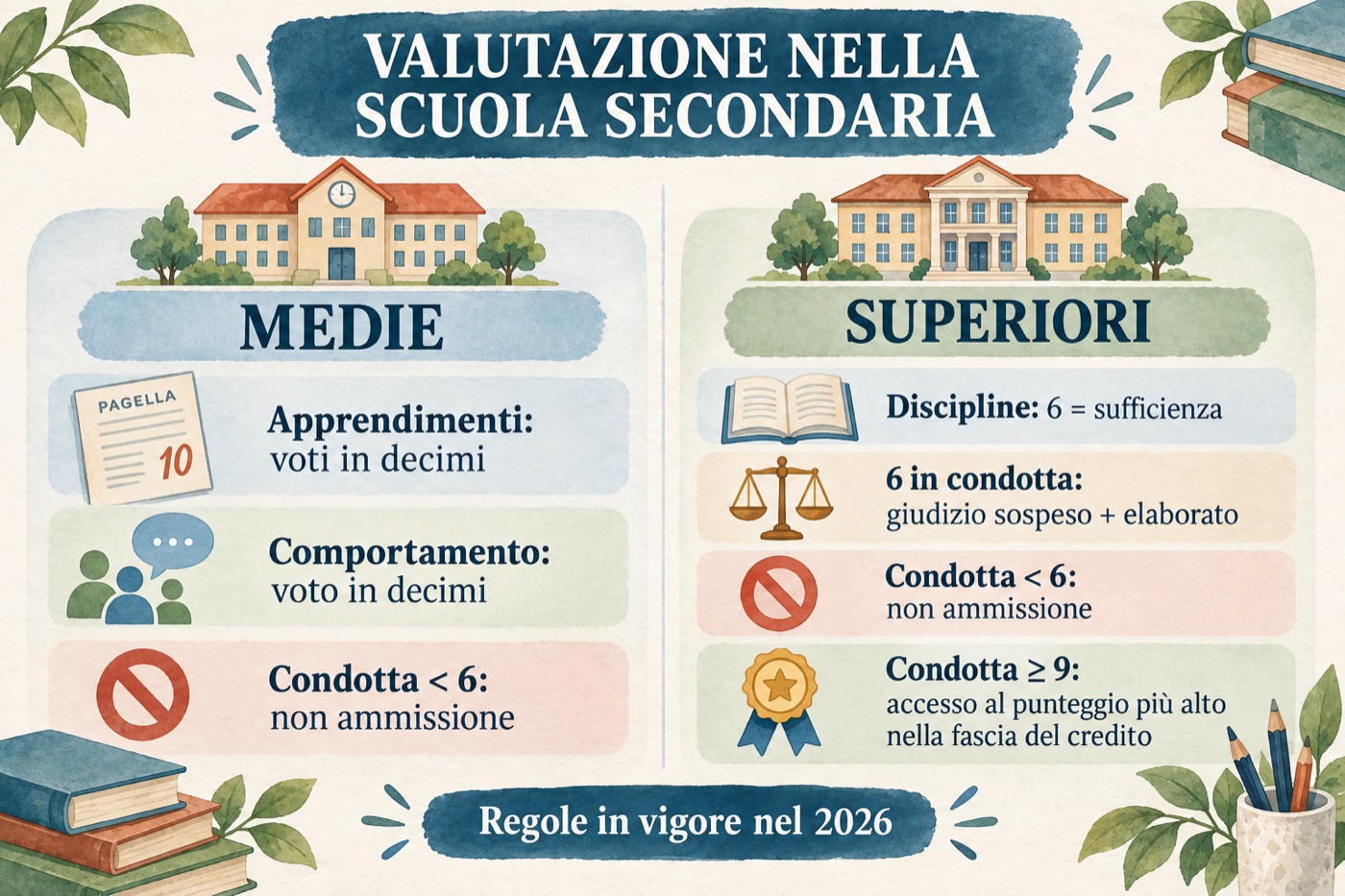 Valutazione nella scuola secondaria: regole 2026 per medie e superiori