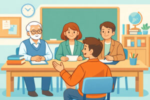 colloquio orale maturità 2026 studente preparazione esame illustrazione vectorium