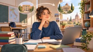 Studentessa affronta il passaggio dalle superiori all’università organizzando lo studio